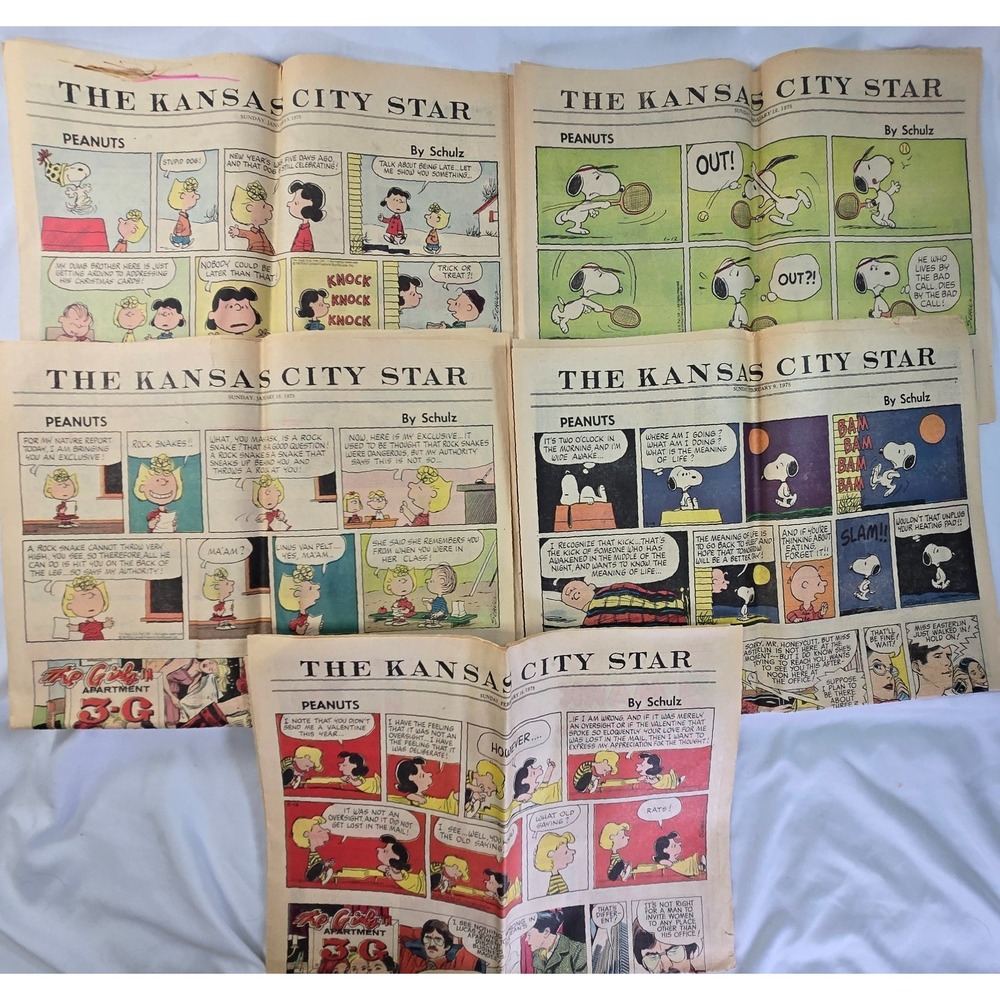 Newspaper Comic Strips 1975 Kansas City Star January 5, 12, 19 February 9, 16